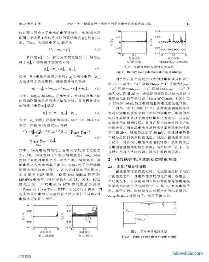 磷酸鐵鋰電池梯次利用健康特征參數提取方法